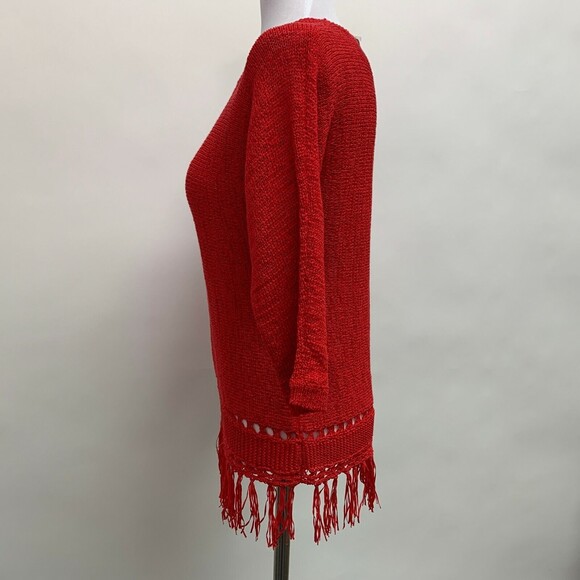 Easywear by Chico's Women's Top 0 Small 4 Red Firebelle Teena Fringe NWT - Picture 3 of 10